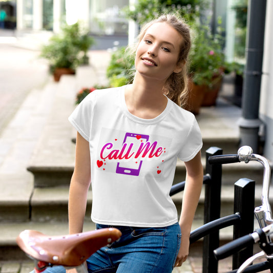 Call Me All-Over Print Crop Tee