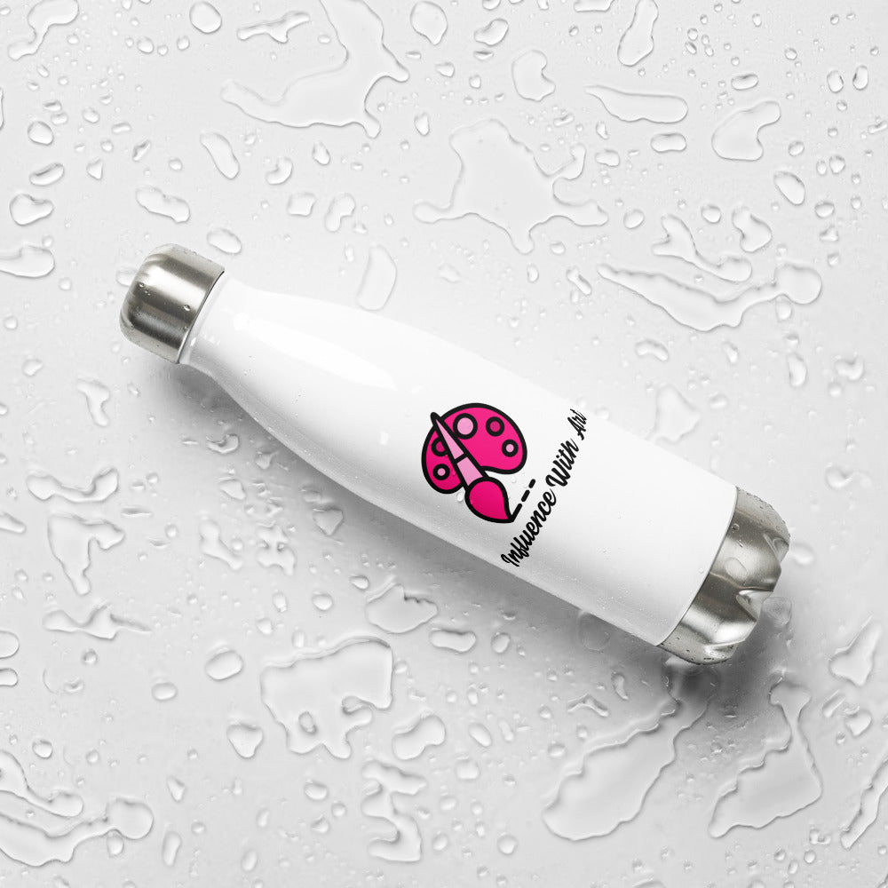 Influence With Art Pink Logo Stainless Steel Water Bottle