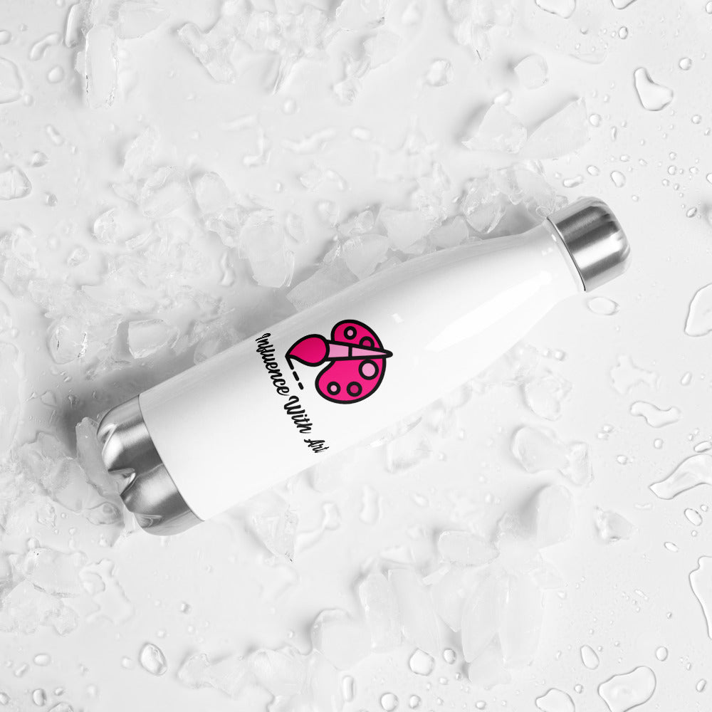 Influence With Art Pink Logo Stainless Steel Water Bottle