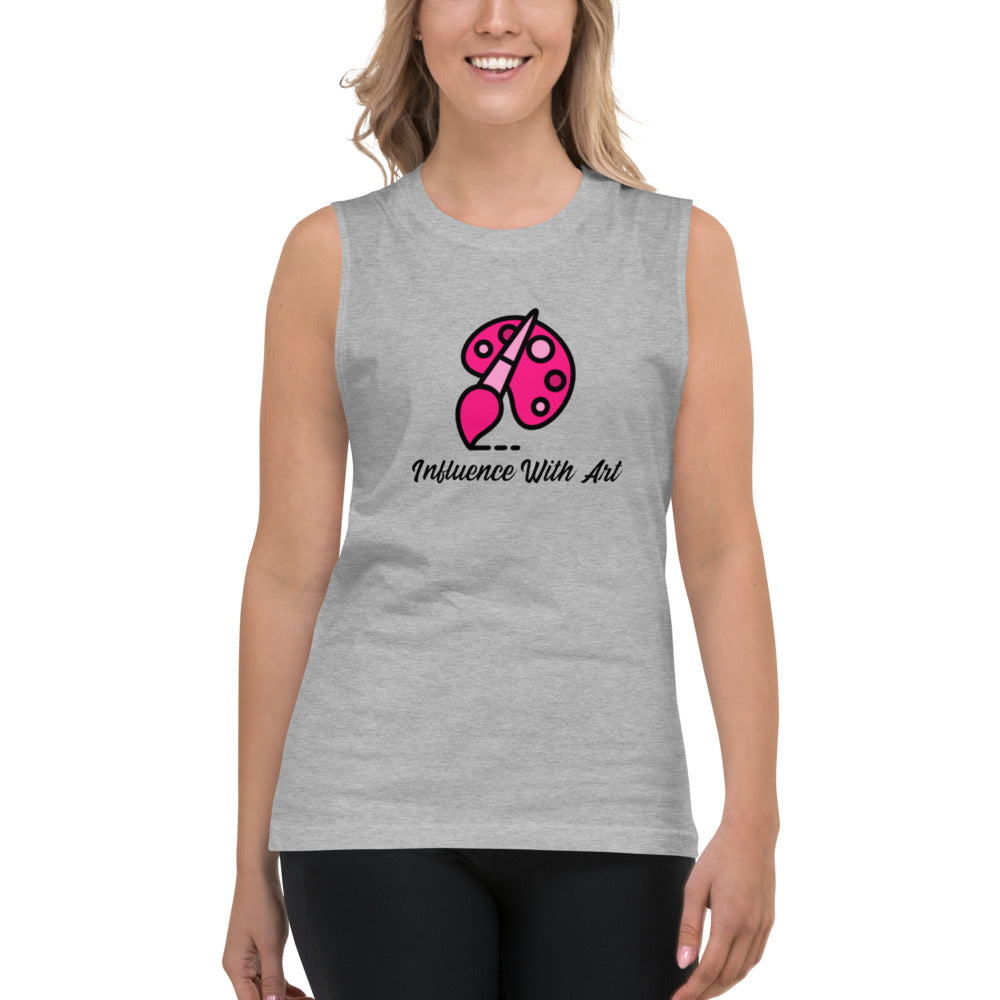 Influence With Art Pink Logo Muscle Shirt