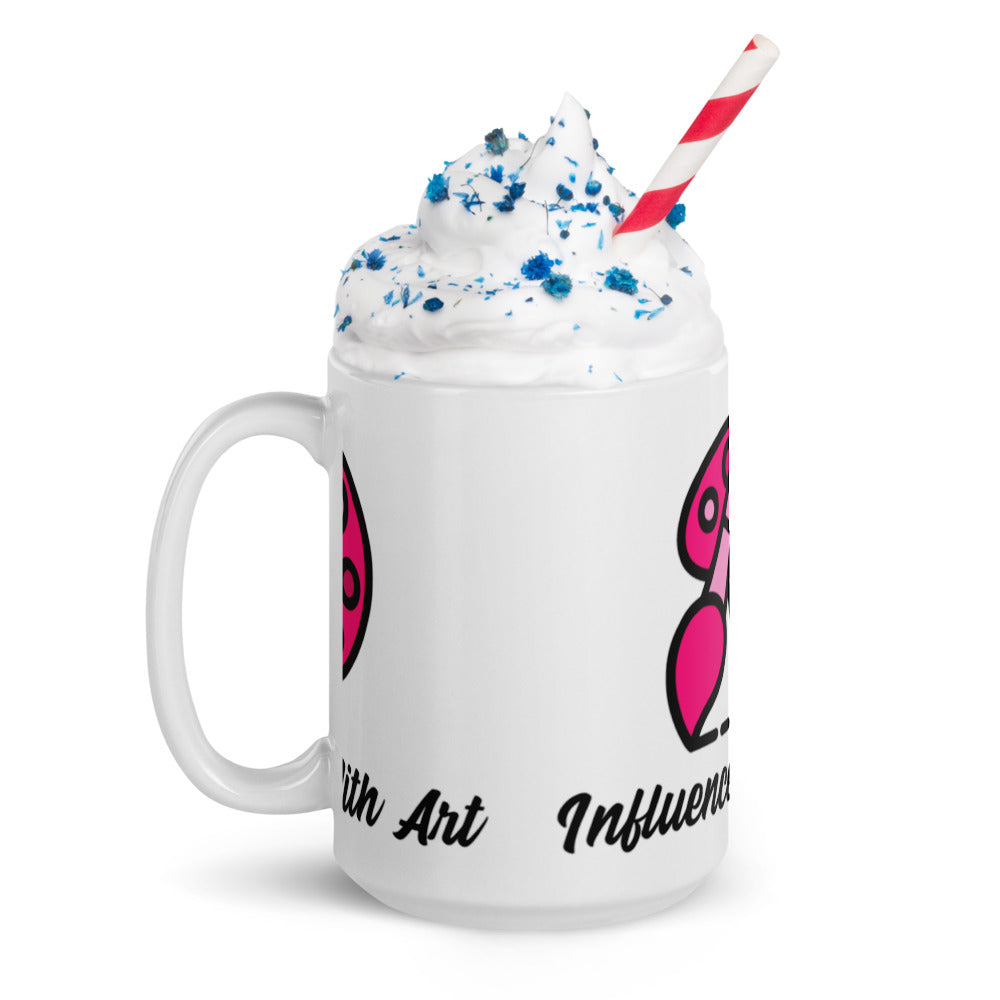 Influence With Art Pink Logo White Glossy Mug