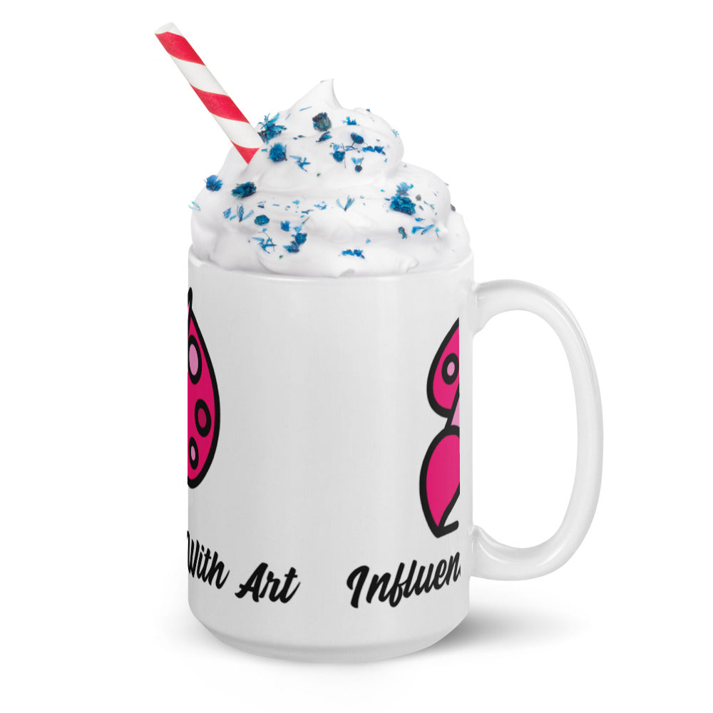 Influence With Art Pink Logo White Glossy Mug